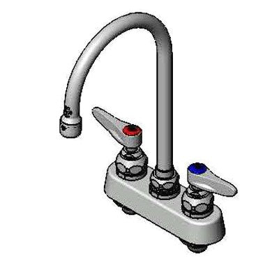 T&S | 4" Deck Mount Workboard Faucet, 5.75" Swing Gooseneck Nozzle, Lever Handles