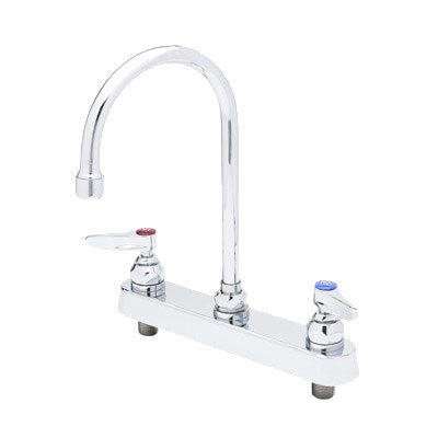 T&S | 8" Deck Mount Workboard Faucet, 5.75" Gooseneck Nozzle, Lever Handles - ChefEquipment.com