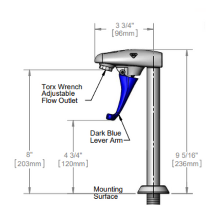 T&S | Glass Filler Water Station, Deck Mount Pedestal w Drip Pan, Push Back Actuation