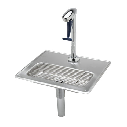 T&S | Glass Filler Water Station, Deck Mount Pedestal w Drip Pan, Push Back Actuation