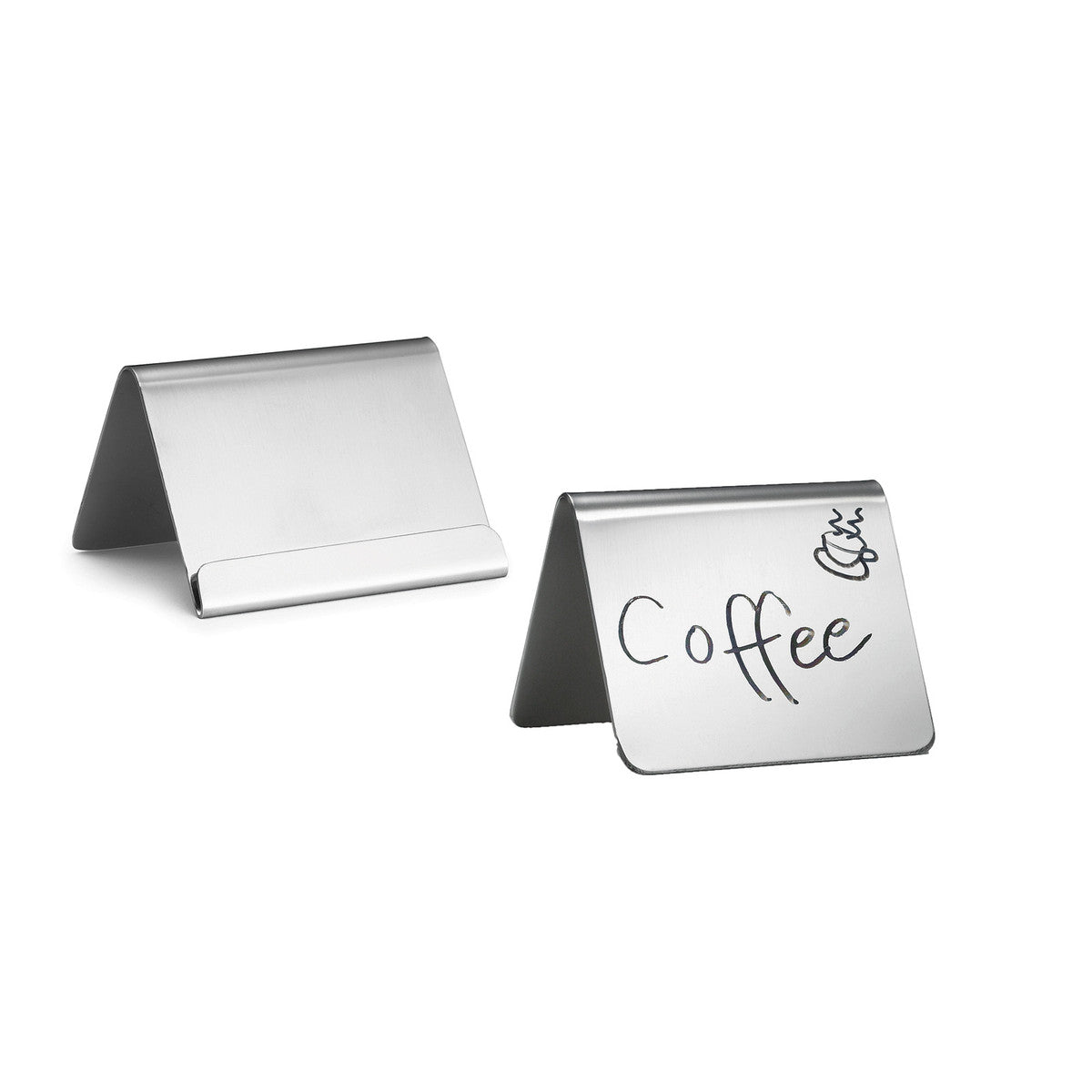 TableCraft | Table Tent Card Holder, 2.5" x 2.25" x 1.75", Stainless Steel