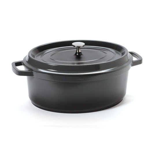 G.E.T. | Heiss Oval Dutch Oven, 6.5 qt, Cast Aluminum w/ Clear Coat, Grey