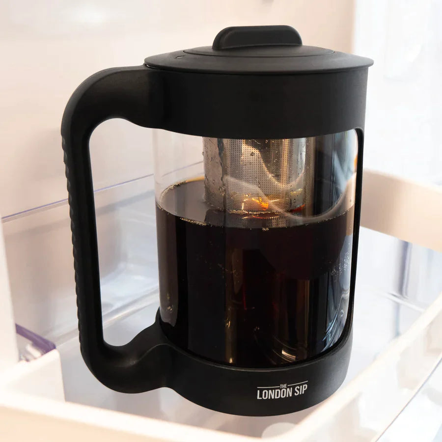 London Sip | Cold Brew Immersion Coffee Maker, 1.5 qt, Glass/Black Plastic