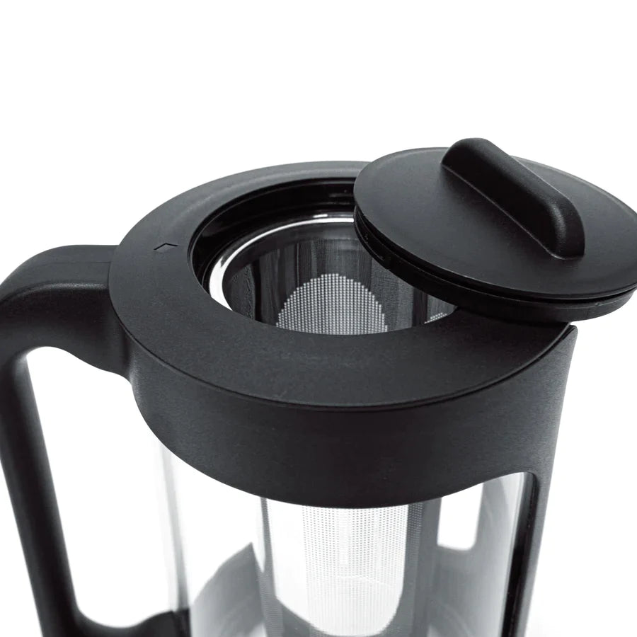 London Sip | Cold Brew Immersion Coffee Maker, 1.5 qt, Glass/Black Plastic