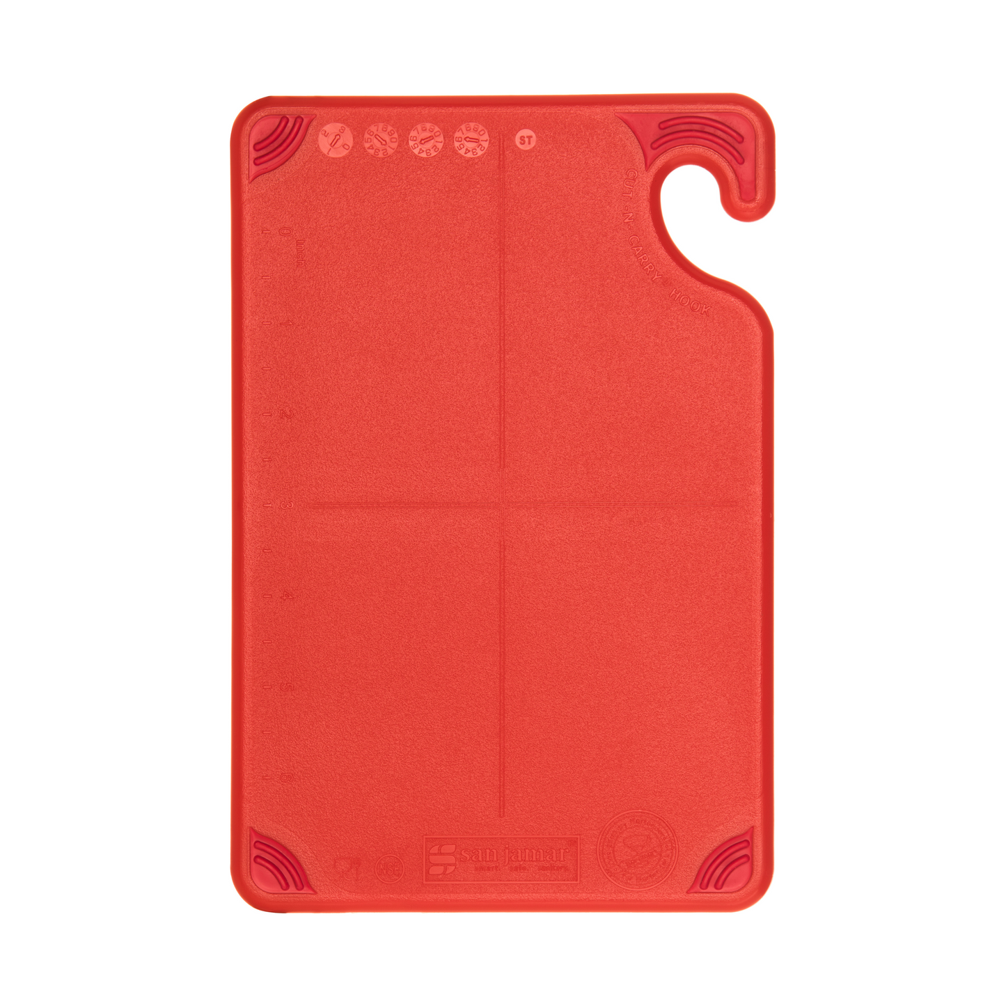 San Jamar | Saf-T-Grip Coloured Cutting Board, 6" x 9" x 3/8", Red