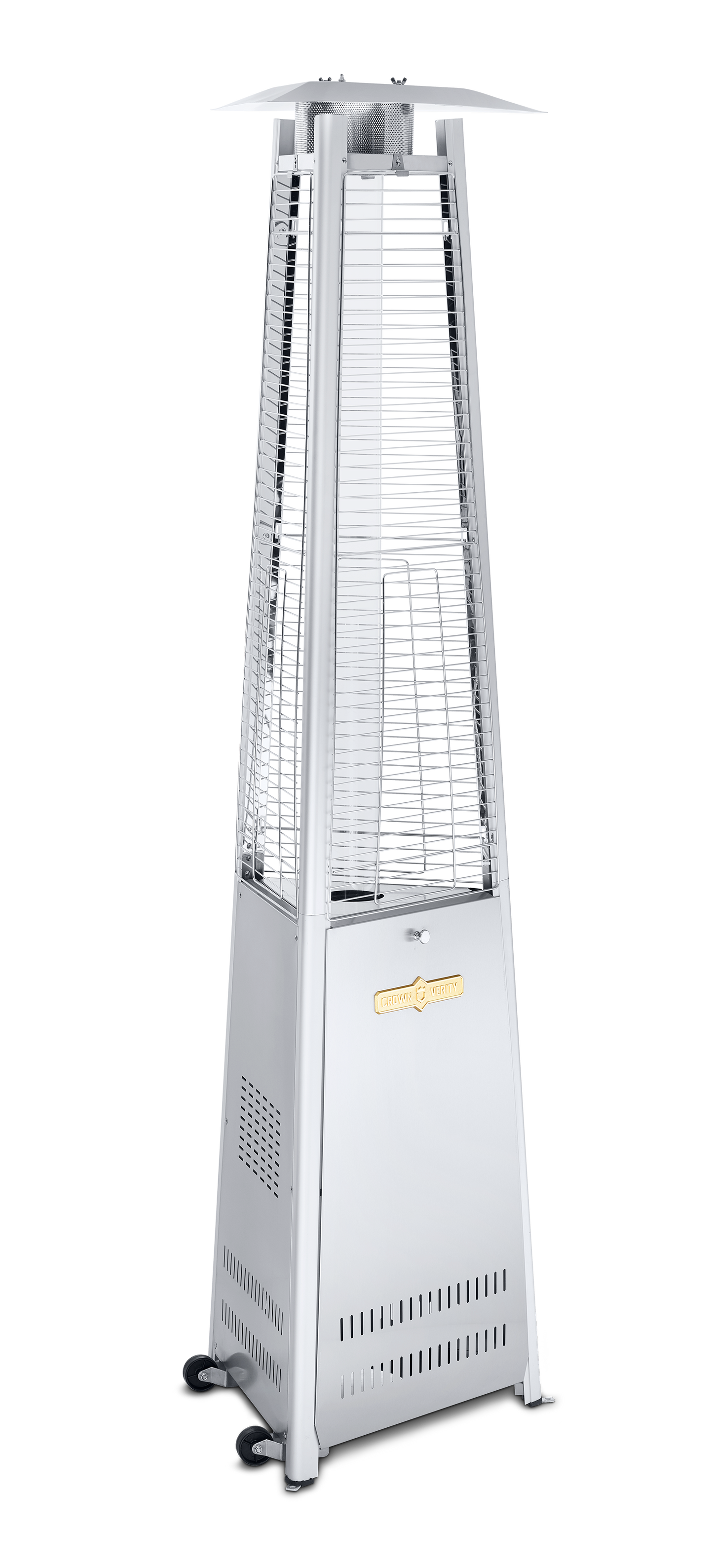 Crown Verity | Chauffe-terrasse portatif, acier inoxydable/verre, propane