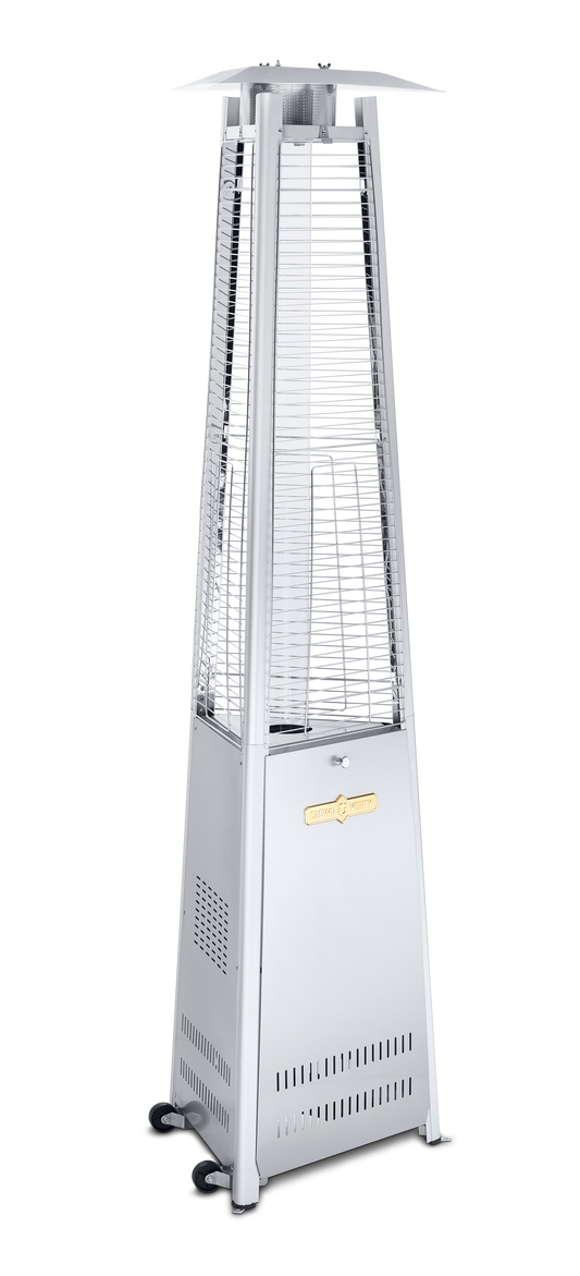 Crown Verity Portable Tower Patio Heater, Stainless Steel/Glass, Propane - CV-2660-SS