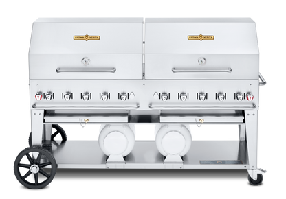 Crown Verity Club Series 72" Grill, Horizontal Tanks, 2 x 36" Roll Domes & Bun Racks, Propane - CV-CCB-72RDP