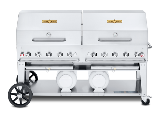 Crown Verity Club Series 72" Grill, Horizontal Tanks, 2 x 36" Roll Domes & Bun Racks, Propane - CV-CCB-72RDP