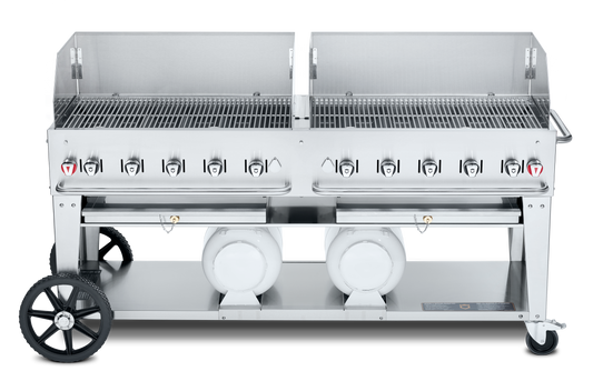 Crown Verity Club Series 72" Grill, Horizontal Tanks, 2 x 36" Windguards, Propane - CV-CCB-72WGP