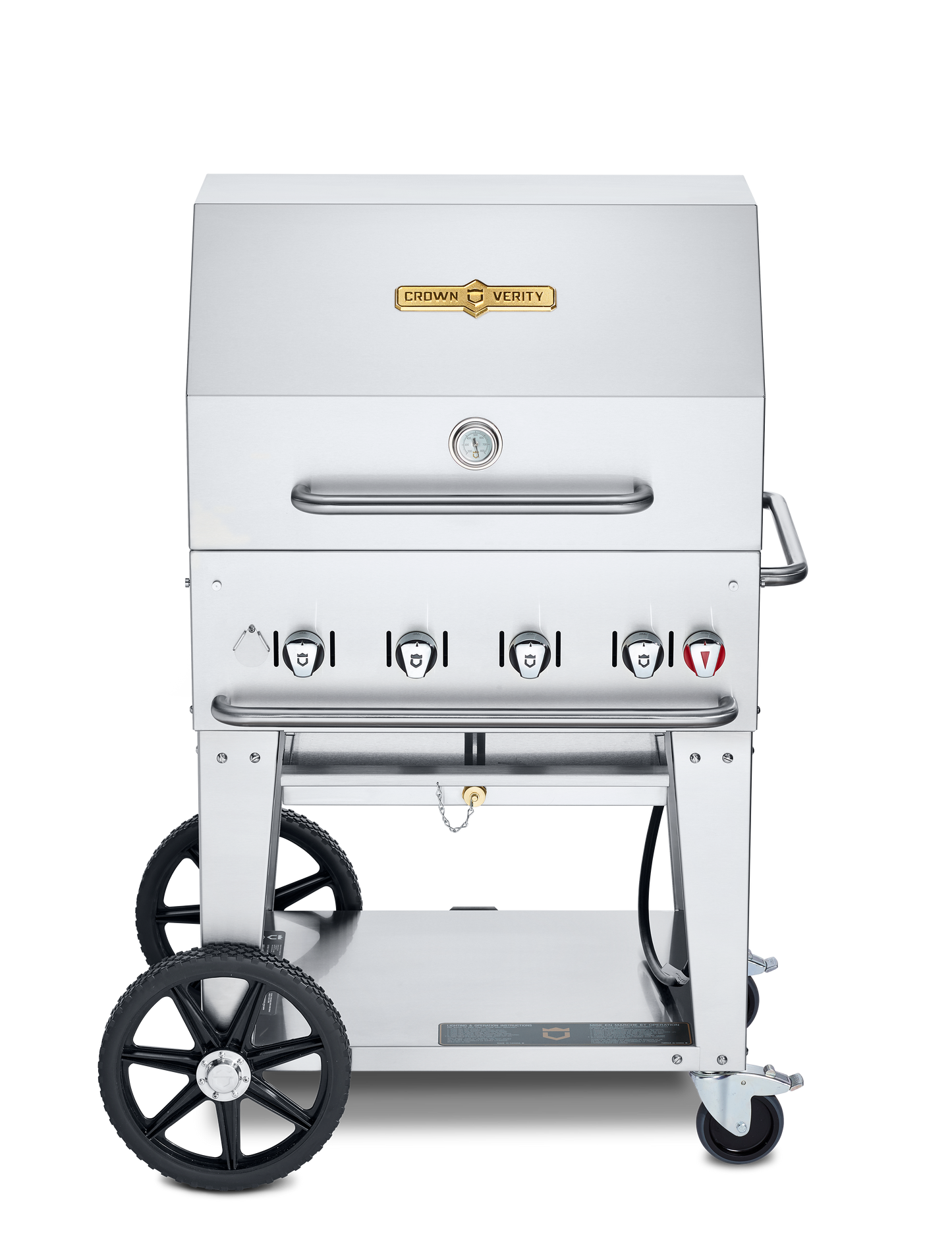 Crown Verity Mobile 30" Gas Grill with Roll Dome & Bun Rack, Propane - CV-MCB-30RDP