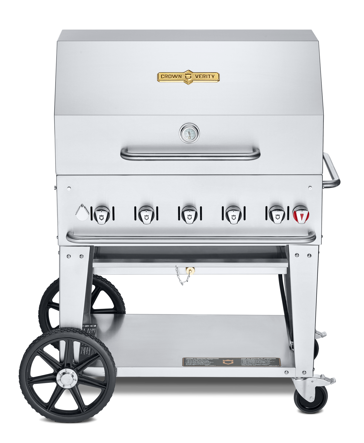 Crown Verity Mobile 36" Gas Grill with Roll Dome & Bun Rack, Propane - CV-MCB-36RDP