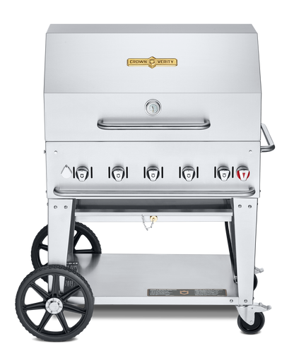 Crown Verity Mobile 36" Gas Grill with Roll Dome & Bun Rack, Propane - CV-MCB-36RDP