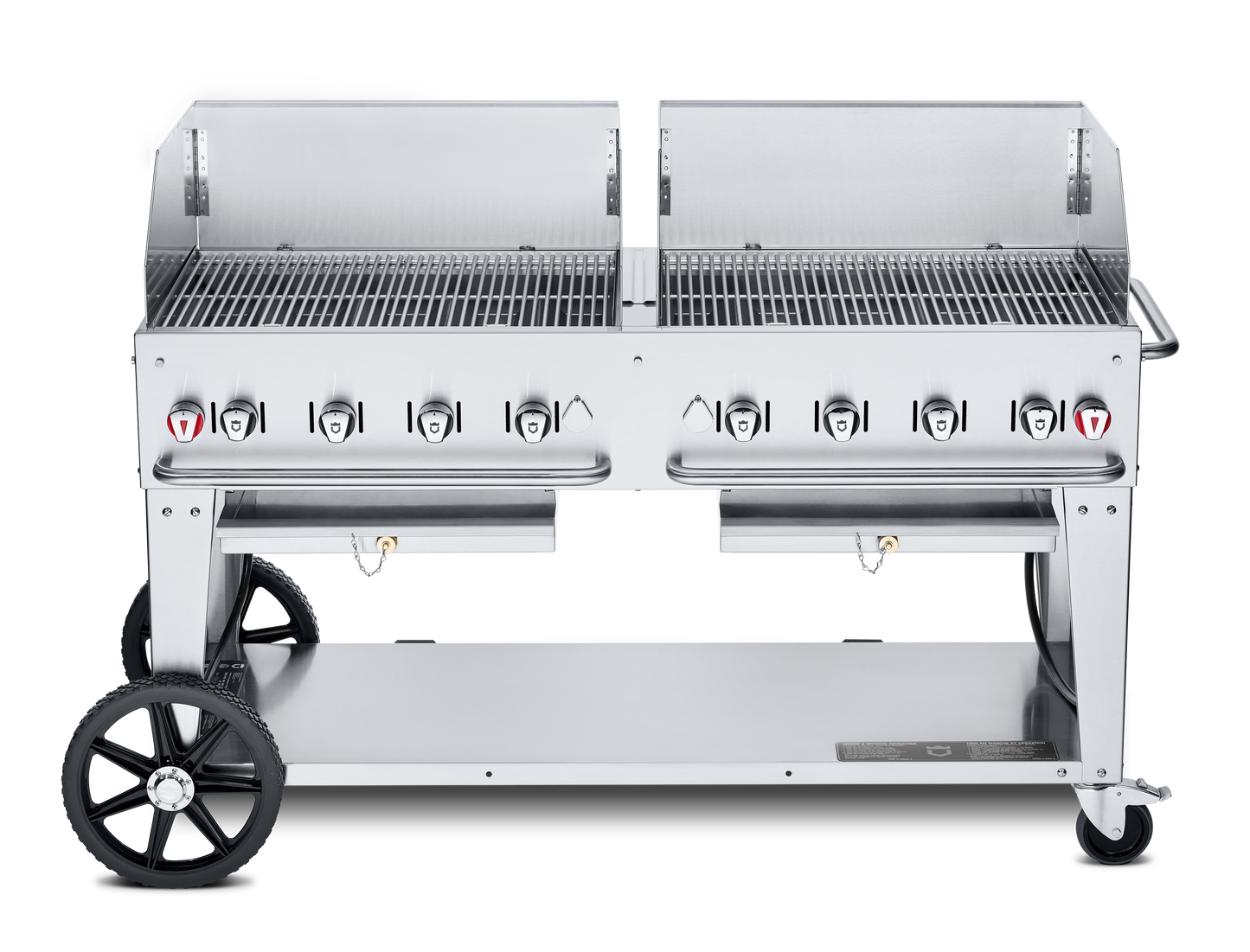 Crown Verity Mobile 60" Gas Grill with 2 x 30" Windguards, Propane/50 & 100 lb Tanks - CV-MCB-60SI50/100WGP