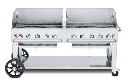 Crown Verity Mobile 72" Gas Grill with 2 x 36" Windguards, Propane/Bulk - CV-MCB-72SI-BULK-WGP