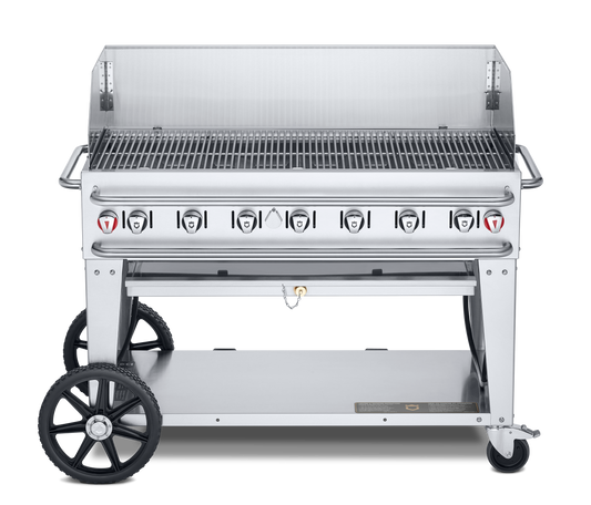 Crown Verity Pro Series Rental 48" Gas Grill with Crash Bars, Windguard, Propane, Propane/Bulk - CV-RCB-48WGP-SI-BULK