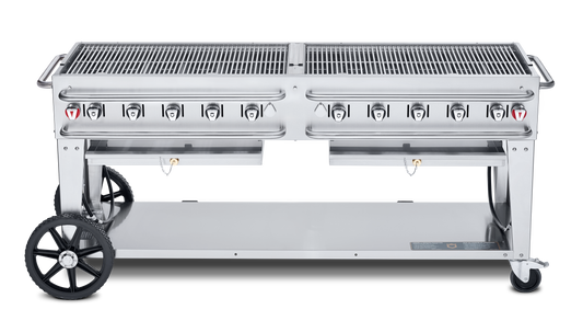 Crown Verity Pro Series Rental 72" Gas Grill with Crash Bars, Propane/20 & 30 lb Tanks - CV-RCB-72