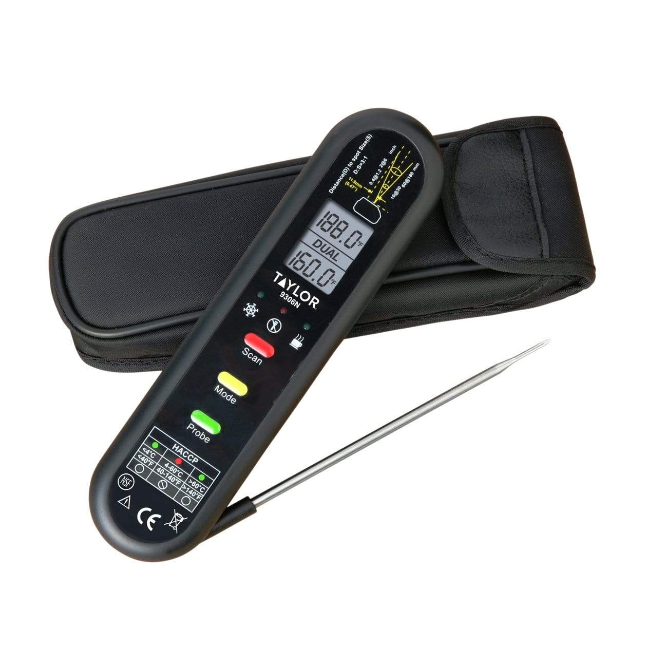 Taylor | Splash-Proof Infrared and Thermocouple Thermometer w Folding Probe - ChefEquipment.com