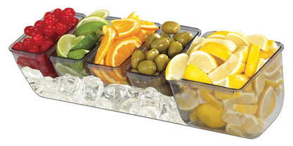 San Jamar | Dome Garnish Center, 1 x 2 qt Tray, 4 x 1 pt Tray, 2 Snap-On Caddies