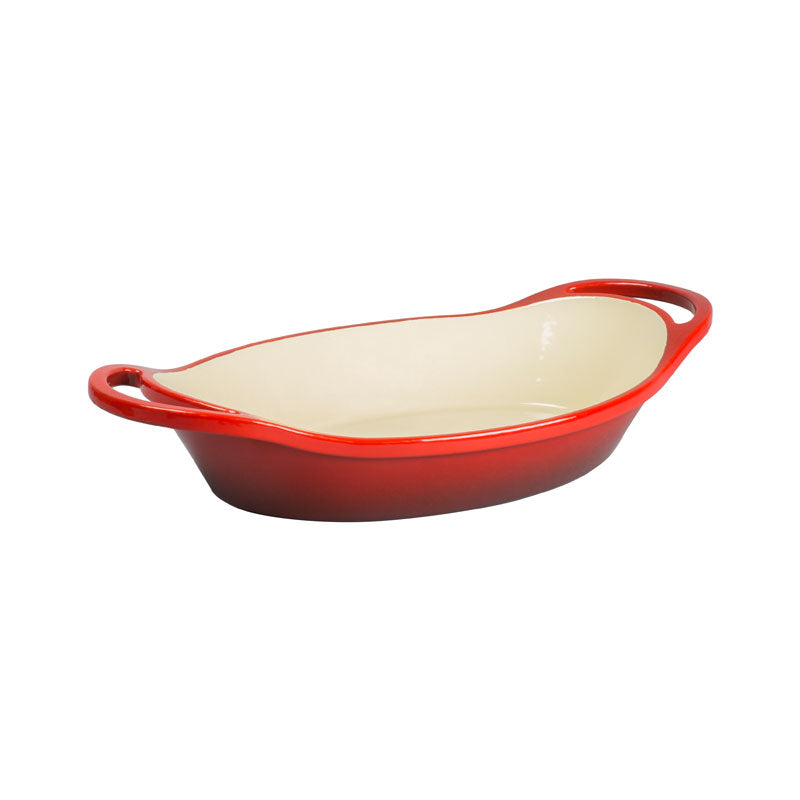 Lodge | Oval Casserole Dish, 2 qt, Enamel Cast Iron, Red