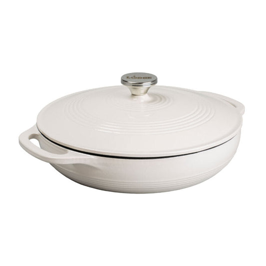 Lodge | Round Covered Casserole Dish, 3.6 qt, Enamel Cast Iron, Oyster