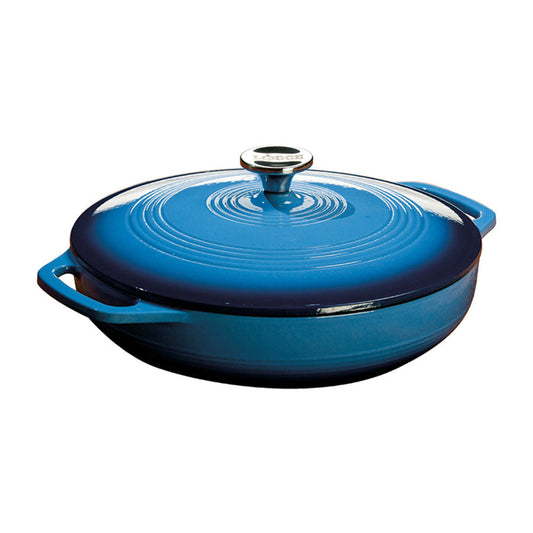 Lodge | Round Covered Casserole Dish, 3.6 qt, Enamel Cast Iron, Blue