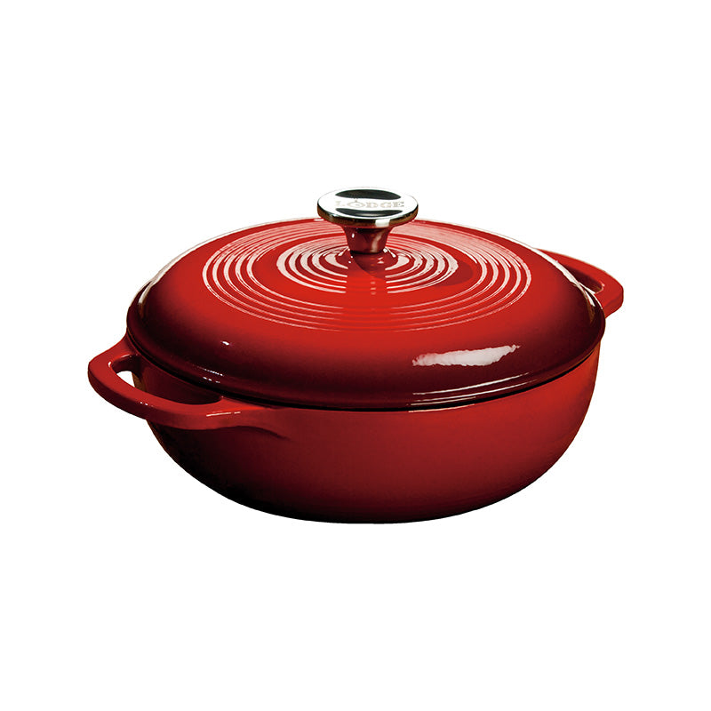 Lodge | Dutch Oven, 3 qt, Enamel Cast Iron, Red