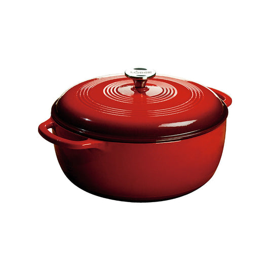 Lodge | Dutch Oven, 7.5 qt, Enamel Cast Iron, Red