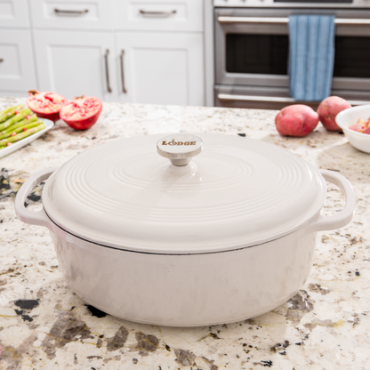 Lodge | Oval Dutch Oven, 7 qt, Enamel Cast Iron, Oyster