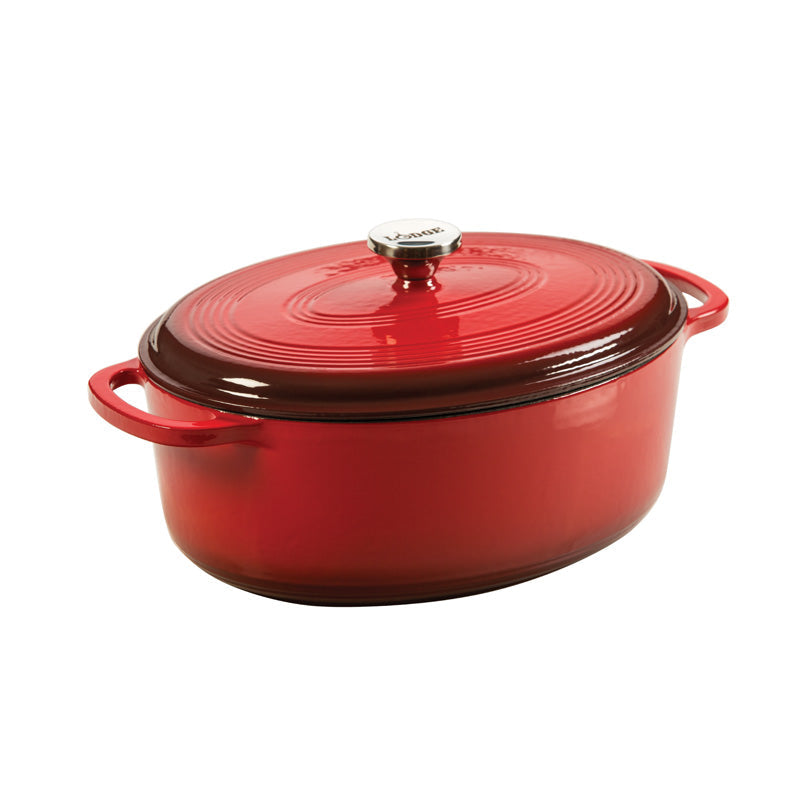 Lodge | Oval Dutch Oven, 7 qt, Enamel Cast Iron, Red