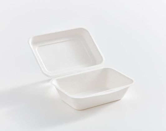 Eco Guardian | Compostable Clamshell Container, 8" x 8" x 3", Sugarcane (200-pack)