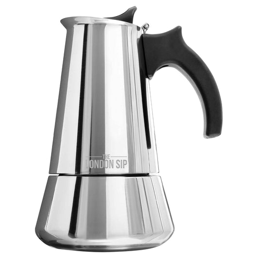 London Sip | Stovetop Espresso Coffee Maker, 6 cup, Silver