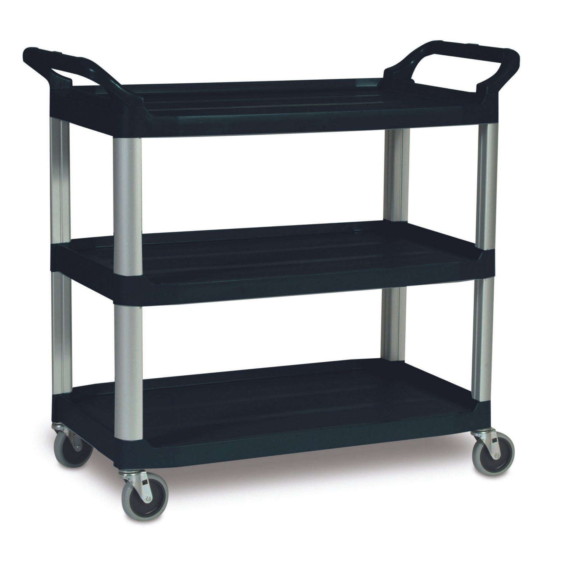 Rubbermaid Xtra 3 Shelf Utility Cart, 300 lb, Black - FG409100BLA