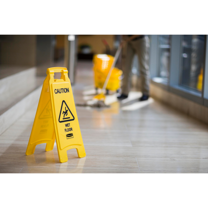 Rubbermaid | Caution Wet Floor Sign, English, 2 Sided, Yellow