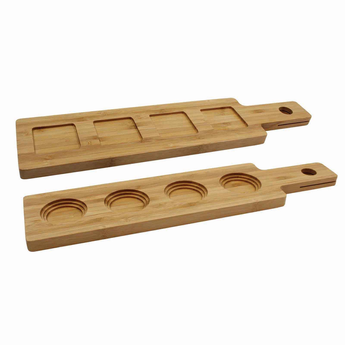 TableCraft Paddle Flight Board, Holds 4 Glasses/Cups, 17" x 4", Wood, Bamboo - FLIGHT1