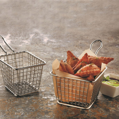 American Metalcraft | Mini Fry Basket, Square, 4" x 4" x 3", Stainless Steel - ChefEquipment.com