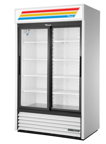True Glass Double Sliding Door Merchandiser Refrigerator, 115/60/1, White - GDM-41-HC-LD(WHT)
