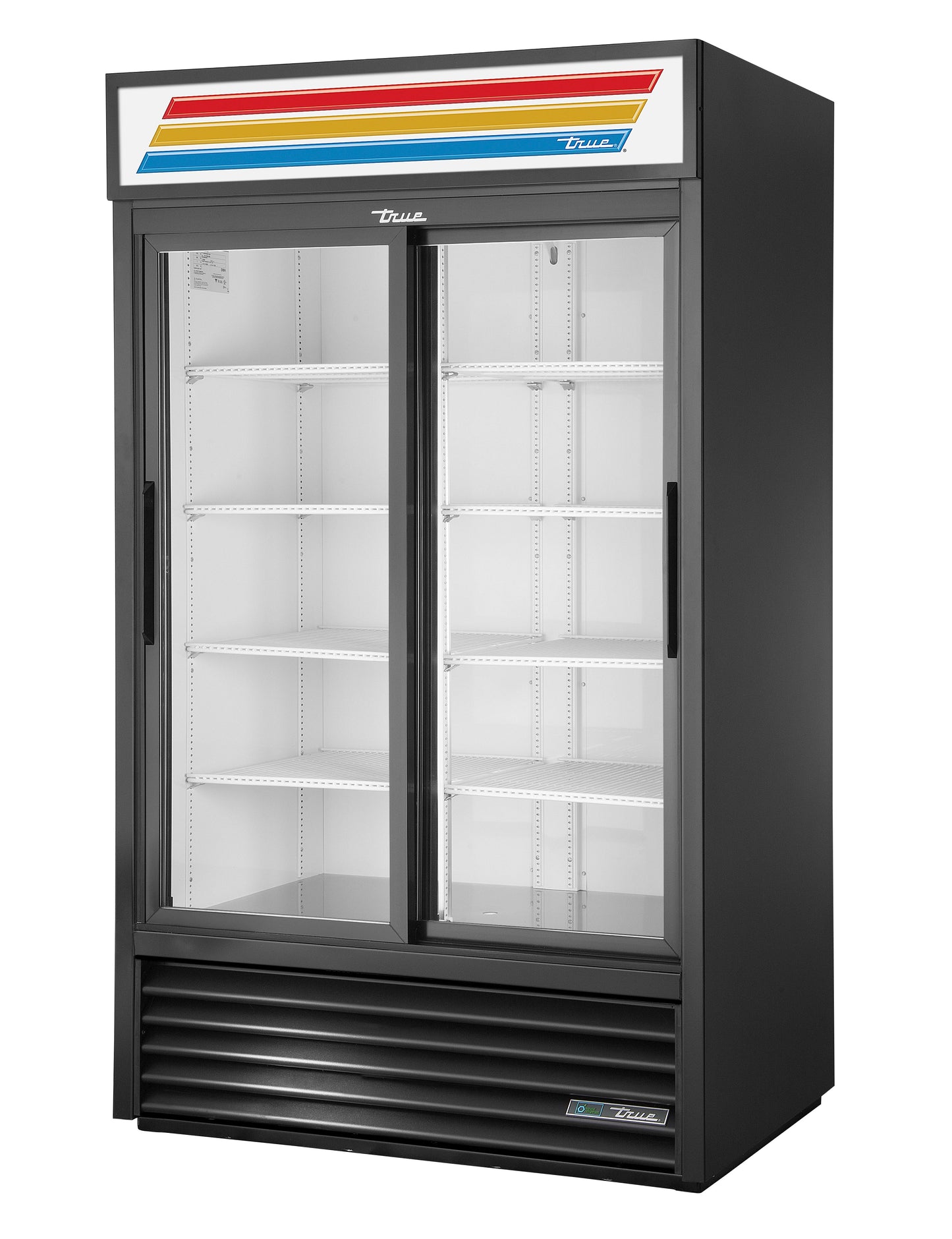 True Glass Double Sliding Door Merchandiser Refrigerator, 115/60/1, Black - GDM-41-HC-LD(BLK)