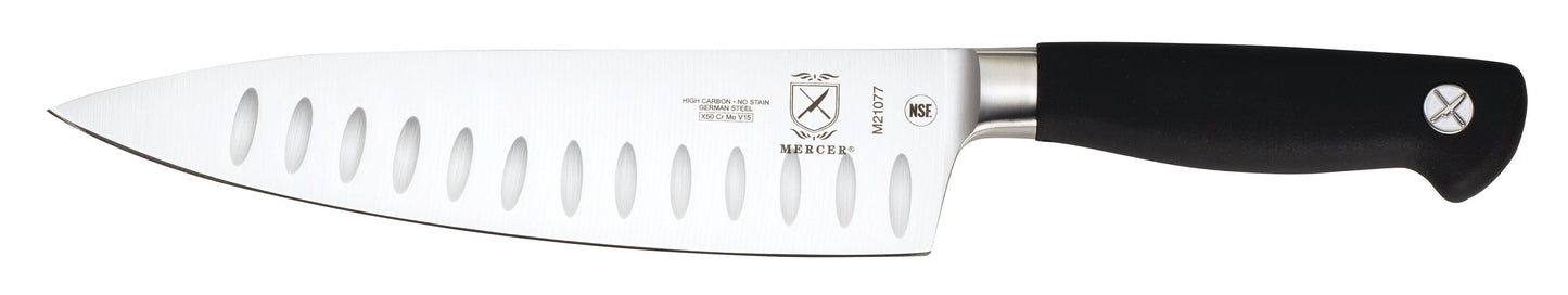 Mercer | Genesis Chef Knife, Short Bolster Granton Edge, 8", Black