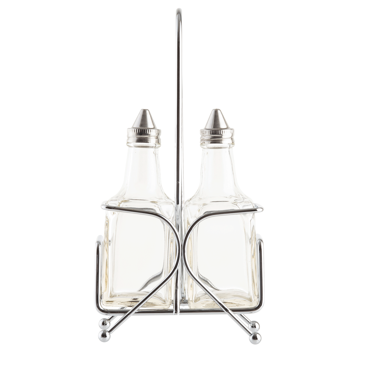 TableCraft | European Collection 3 Piece Cruet Set, Glass/Stainless Steel