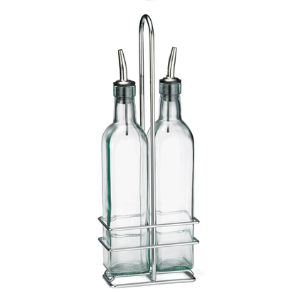 TableCraft | Prima Collection 3 Piece Cruet Set, Pourers, Glass/Stainless Steel/Chrome (6-pack)