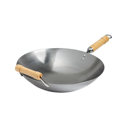 Joyce Chen | Classic Series Round Bottom Wok, 14", Carbon Steel/Birch Handles