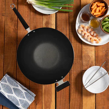 Joyce Chen | Professional Series Nonstick Flat Bottom Wok, 14", Carbon Steel/Resin Handles