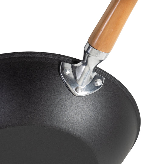 Joyce Chen | Professional Series Stir Fry Pan, 11.5", Cast Iron/Maple