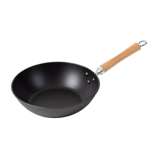 Joyce Chen | Professional Series Stir Fry Pan, 11.5", Cast Iron/Maple