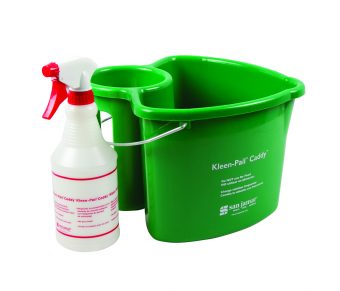 San Jamar | Kleen-Pail Caddy System, Green Caddy Pail and Spray Bottle