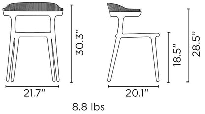 Papatya | Fauteuil Luna, Anthracite/Fumée (lot de 4)