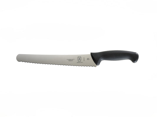 Mercer | Millennia Left Handed Wide Bread Knife, Wavy Edge, 10", Black