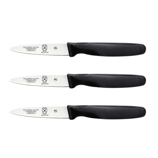 Mercer | Millennia 3 Piece Slim Paring Knife Set, 3", Black