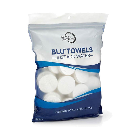 Mercer | BLU Towel Pucks, Expands to 9 1/2" x 23 1/2", Cotton (50-pack)